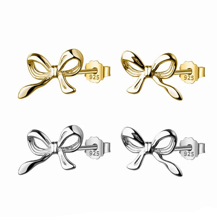 VILZSTUDIOS Minimalist bow stud earrings in sterling silver
