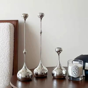 VILZSTUDIOS Sleek silver candle holder for modern home decor