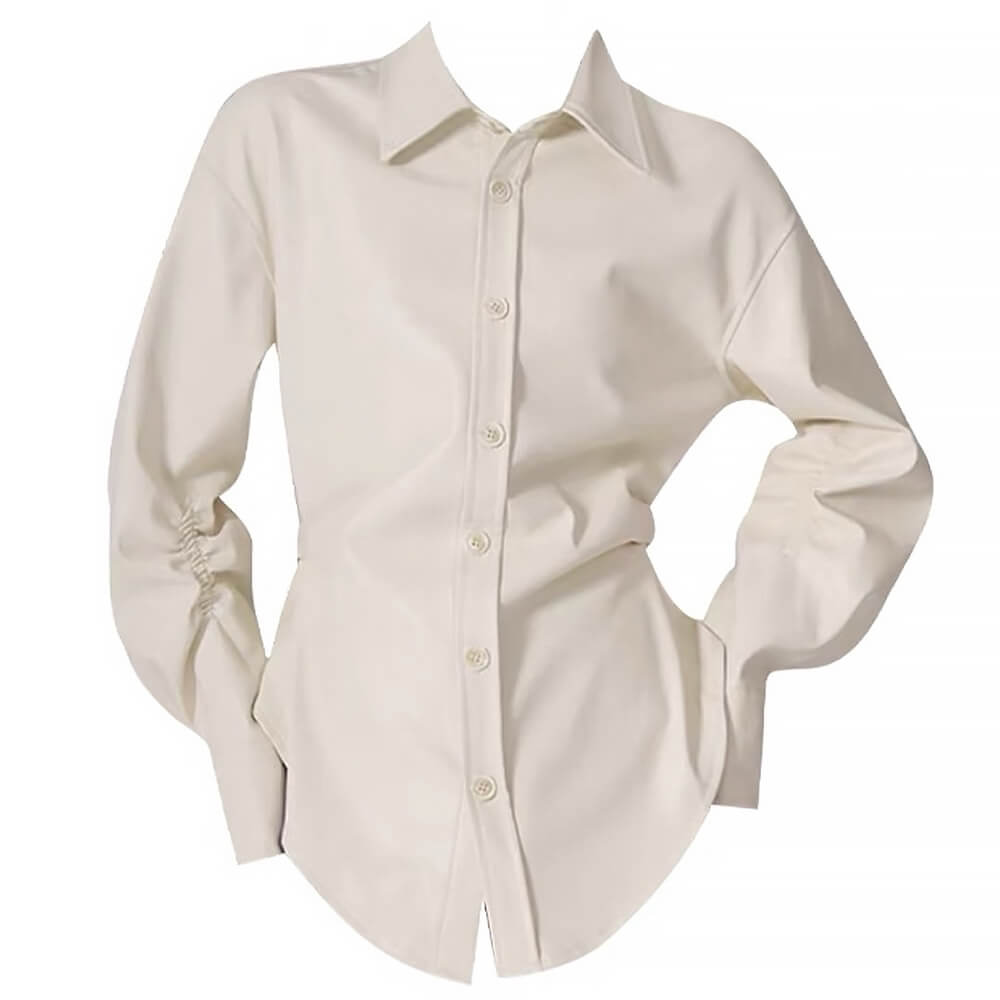 VILZSTUDIOS Sleek structured vegan leather shirt for modern fashion
