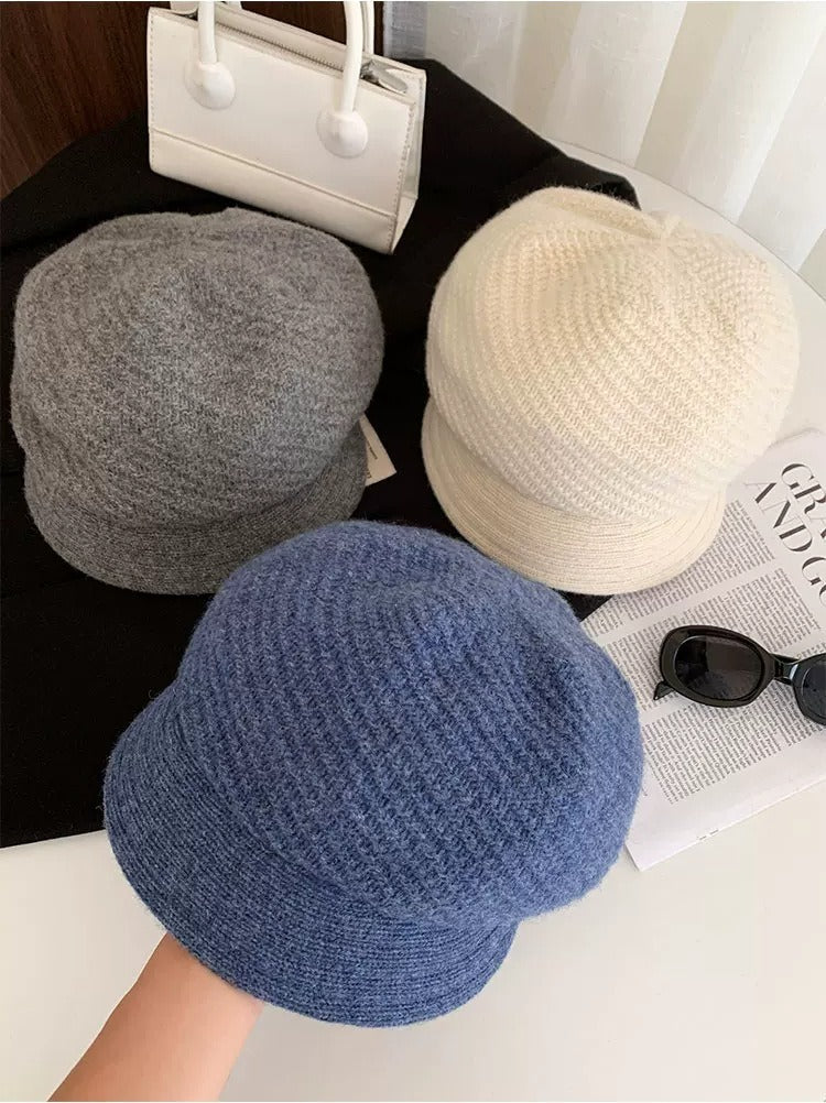 VILZSTUDIOS grey slouchy knit newsboy cap