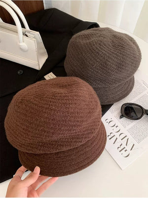 VILZSTUDIOS grey slouchy knit newsboy cap