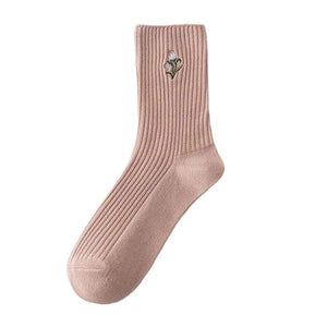 VILZSTUDIOS Soft pink floral socks for stylish comfort