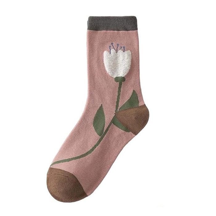 VILZSTUDIOS Soft pink floral socks for stylish comfort