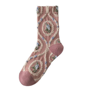 VILZSTUDIOS Soft pink floral socks for stylish comfort