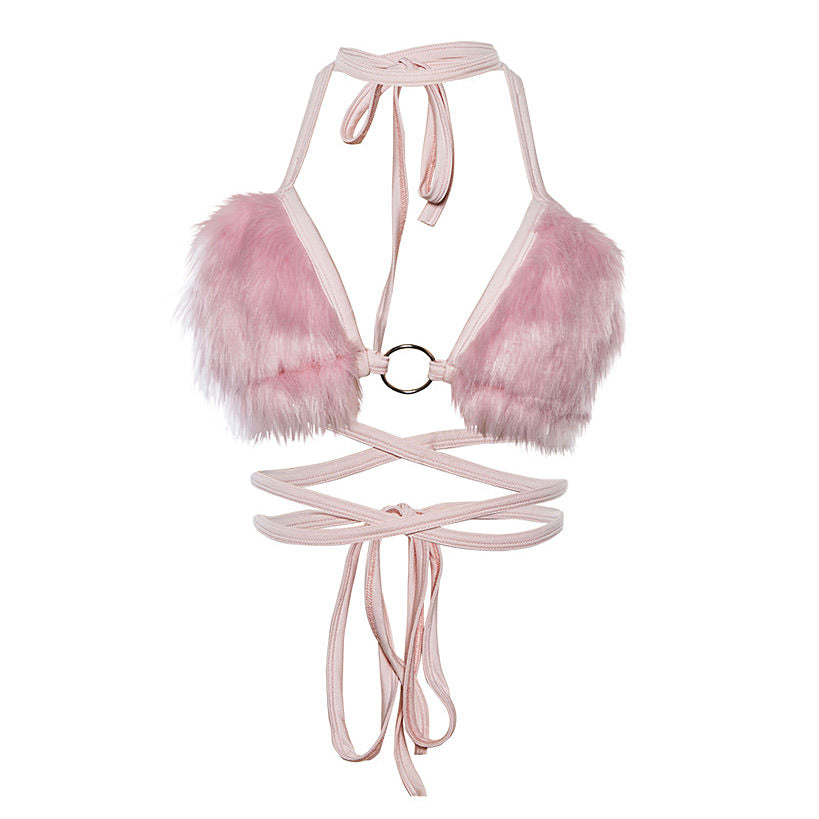 VILZSTUDIOS Soft pink plush bra top for women