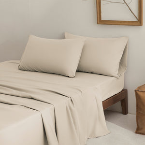 VILZSTUDIOS solid gray, black, navy blue, and white sheet set with a matte finish