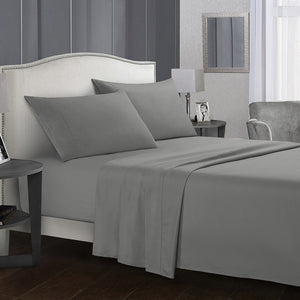 VILZSTUDIOS solid gray, black, navy blue, and white sheet set with a matte finish