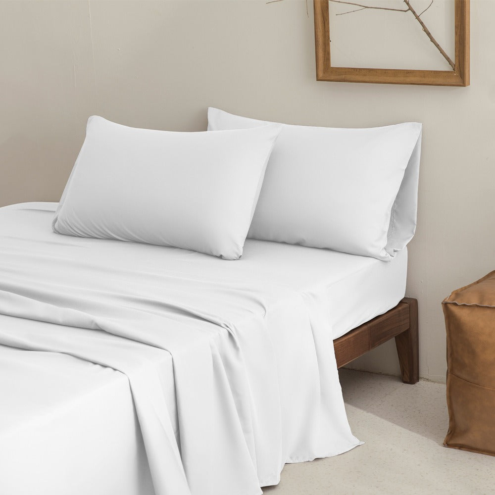 VILZSTUDIOS solid gray, black, navy blue, and white sheet set with a matte finish