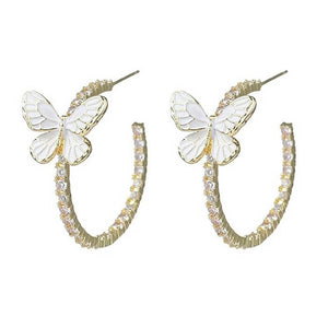 VILZSTUDIOS Sparkling hoop earrings with butterfly design