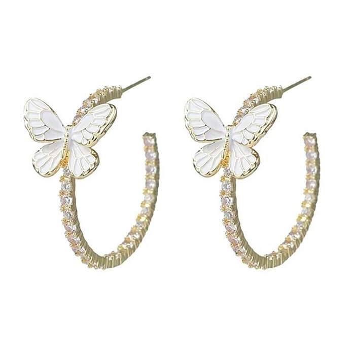 VILZSTUDIOS Sparkling hoop earrings with butterfly design