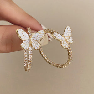 VILZSTUDIOS Sparkling hoop earrings with butterfly design