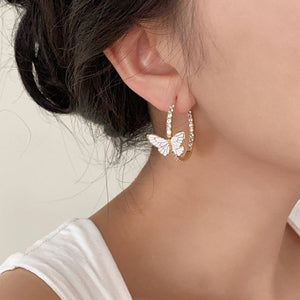 VILZSTUDIOS Sparkling hoop earrings with butterfly design