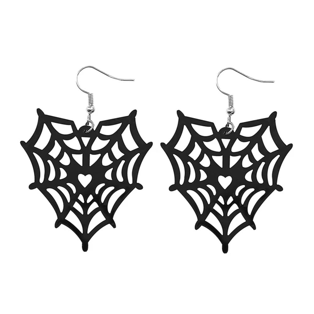 VILZSTUDIOS Stylish drop earrings with heart spider web design