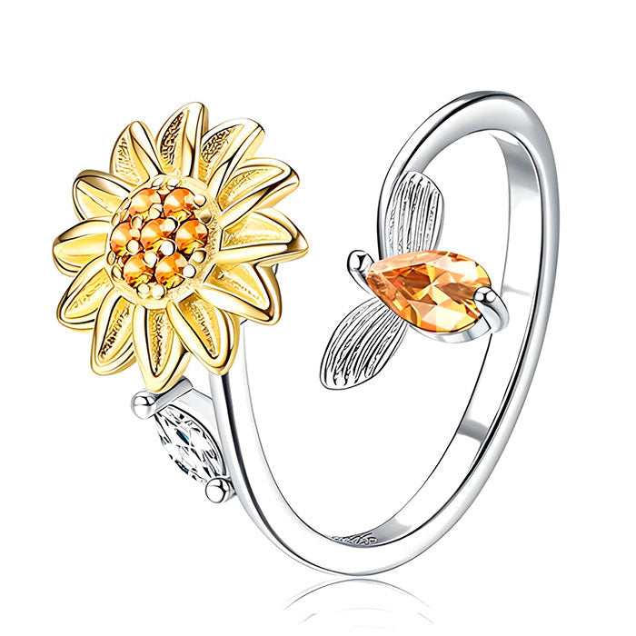 VILZSTUDIOS Stylish fidget ring featuring honey bee and sunflower design