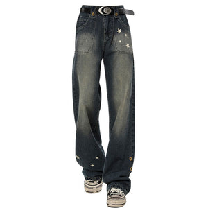 VILZSTUDIOS Stylish wide leg jeans with star design