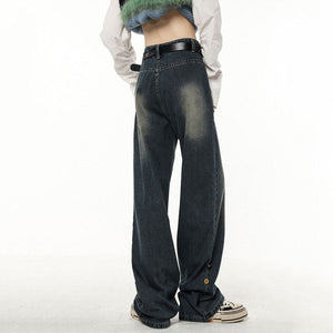 VILZSTUDIOS Stylish wide leg jeans with star design