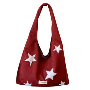 VILZSTUDIOS Stylish canvas tote bag with star patch design