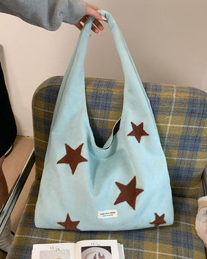 VILZSTUDIOS Stylish canvas tote bag with star patch design