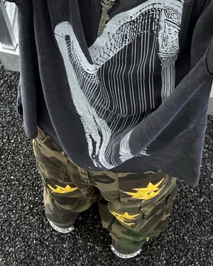 VILZSTUDIOS Camo cargo pants with star embroidery