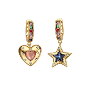 VILZSTUDIOS Stylish star and heart earrings with rhinestones