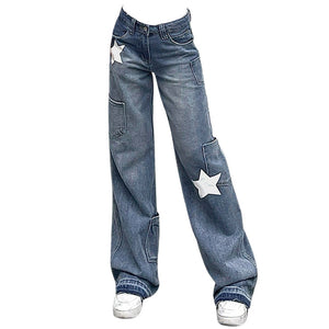 VILZSTUDIOS Star print retro-style jeans for streetwear fashion