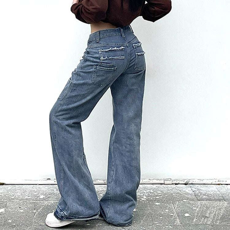 VILZSTUDIOS Star print retro-style jeans for streetwear fashion