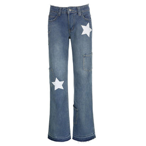 VILZSTUDIOS Star print retro-style jeans for streetwear fashion