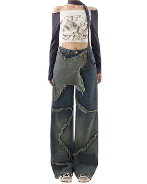 VILZSTUDIOS Ripped jeans with star design for streetwear fashion