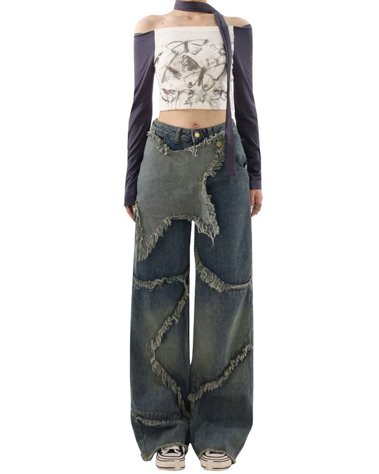 VILZSTUDIOS Ripped jeans with star design for streetwear fashion