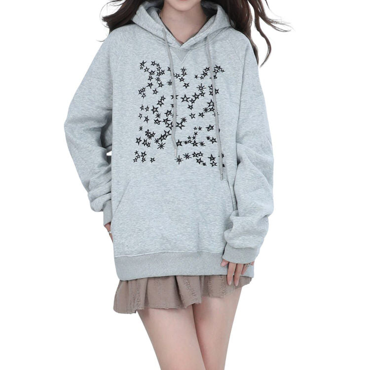 VILZSTUDIOS Gray hoodie with star embroidery design