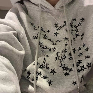 VILZSTUDIOS Gray hoodie with star embroidery design