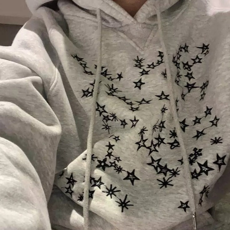 VILZSTUDIOS Gray hoodie with star embroidery design