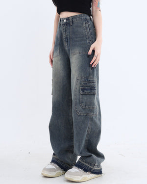 VILZSTUDIOS Baggy jeans with cargo pockets and zip-fly closure