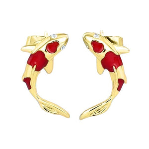 VILZSTUDIOS Stylish stud earrings featuring koi fish design