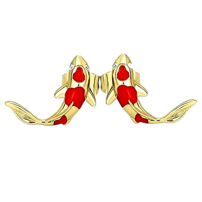 VILZSTUDIOS Stylish stud earrings featuring koi fish design