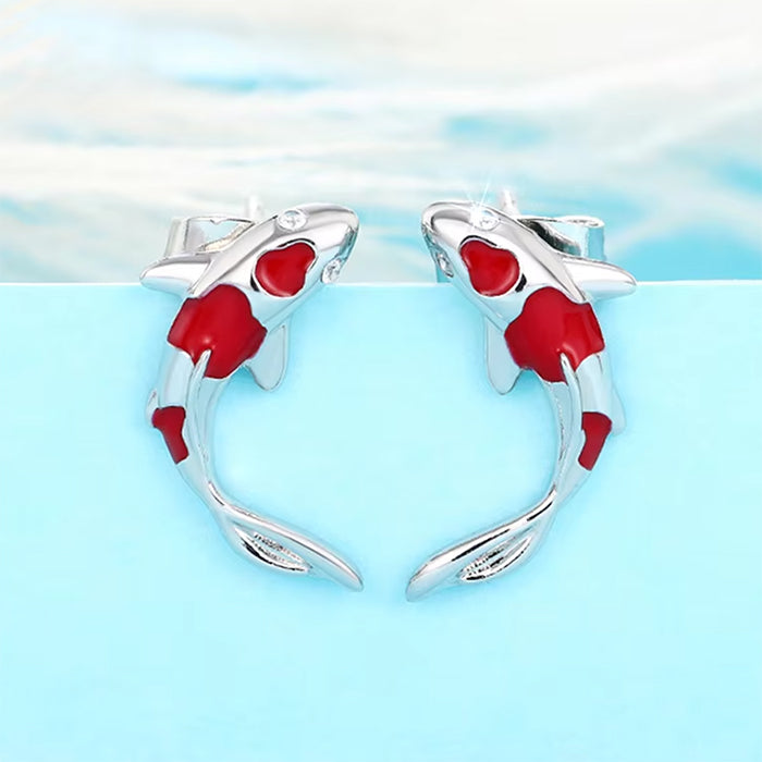 VILZSTUDIOS Stylish stud earrings featuring koi fish design