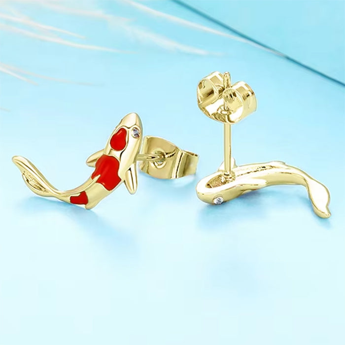VILZSTUDIOS Stylish stud earrings featuring koi fish design