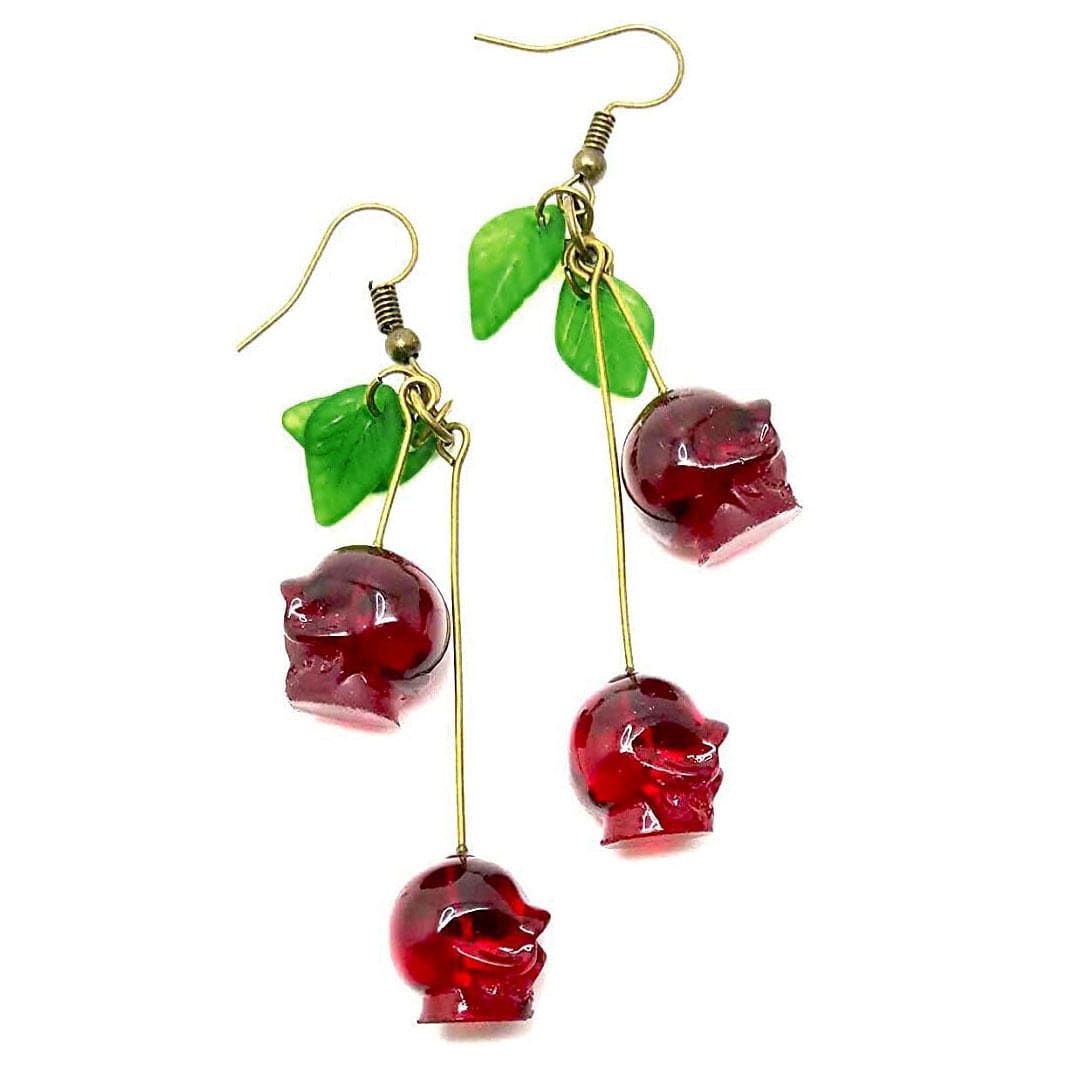 VILZSTUDIOS Stylish drop earrings with cherry skull design