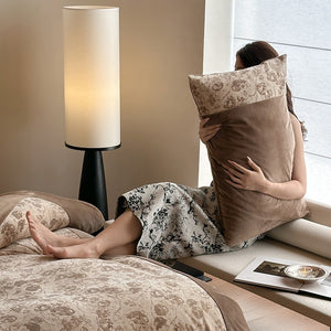 VILZSTUDIOS taupe and cream rose jacquard velvet duvet cover set with broad solid border