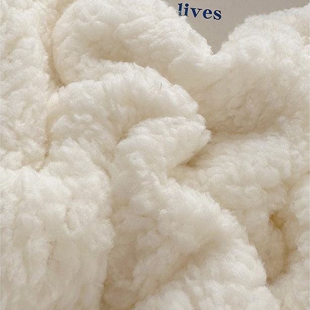 VILZSTUDIOS pastel and neutral teddy fleece bedding set with curly texture and stitched channels