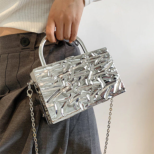 VILZSTUDIOS Stylish textured metal link bag