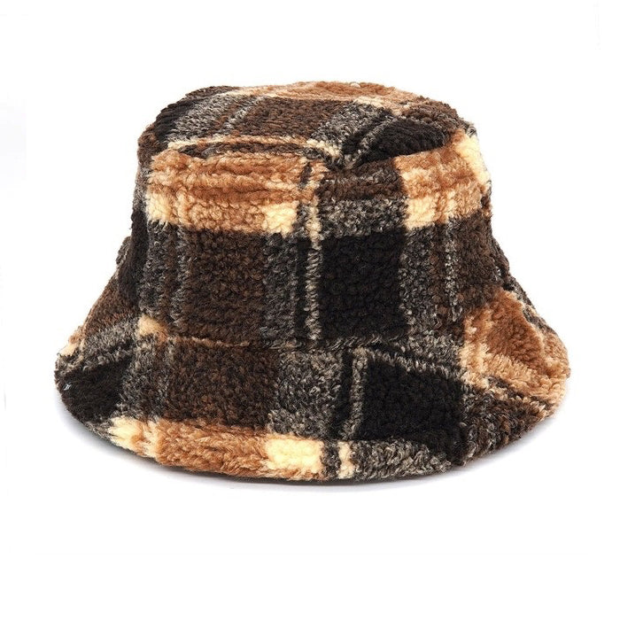 VILZSTUDIOS Cozy bucket hat with plaid design