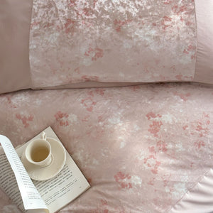 VILZSTUDIOS pink, blue or olive green velvet duvet cover set with textured nature-motif panels and matte borders