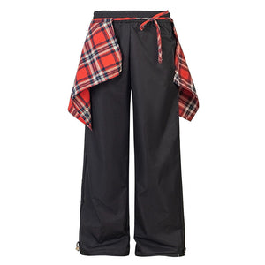 VILZSTUDIOS Tied Plaid Detail Baggy Trousers product image