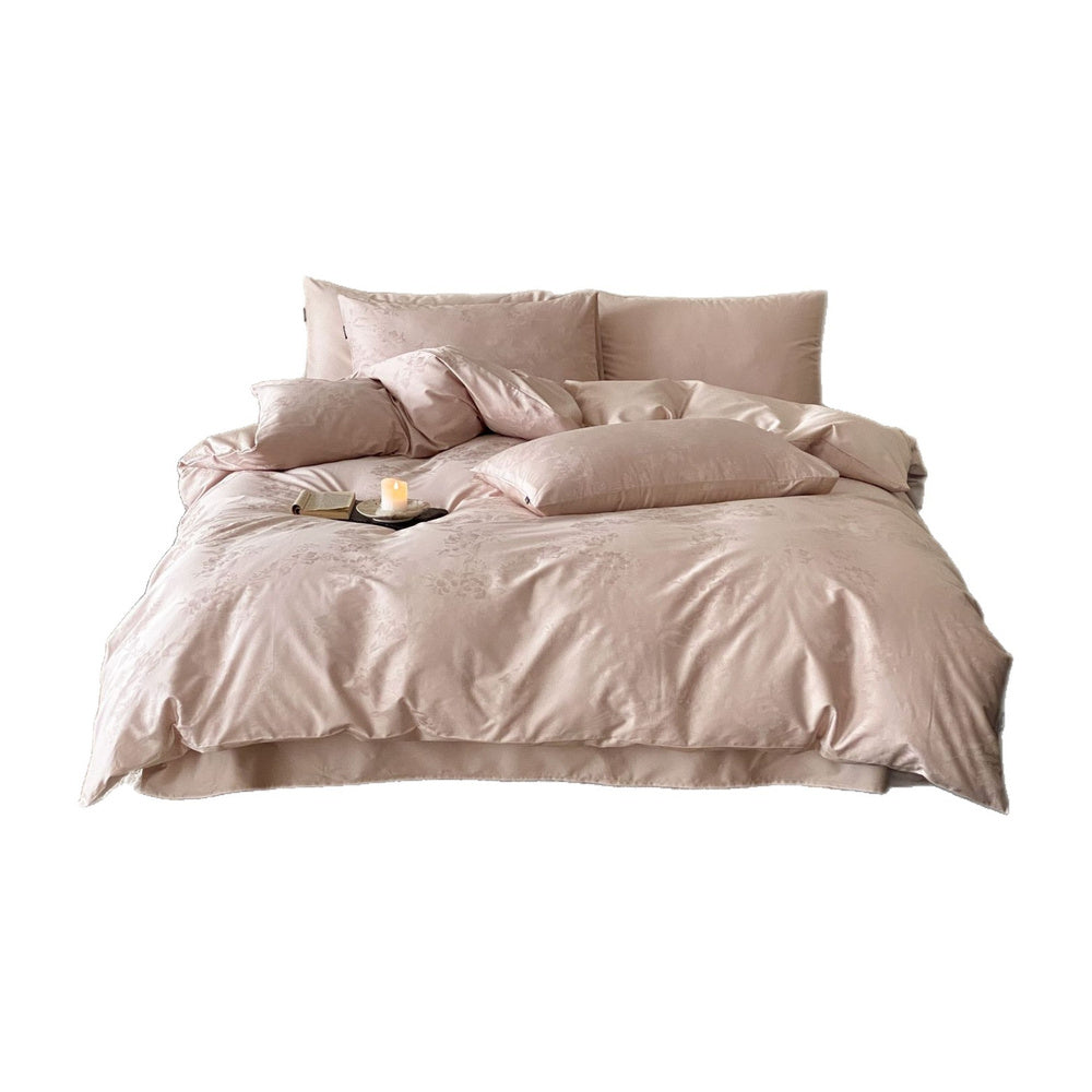 VILZSTUDIOS muted pastel jacquard satin duvet cover set with tonal botanical or abstract patterns