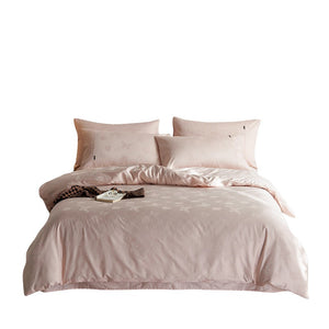VILZSTUDIOS tonal jacquard duvet cover set in blush pink, silver gray, champagne ivory and charcoal with flanged pillowcases