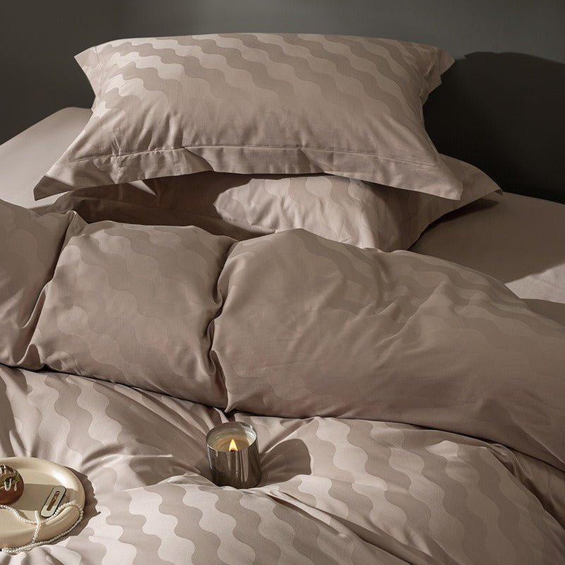 Tonal Wave Jacquard Duvet Cover Set