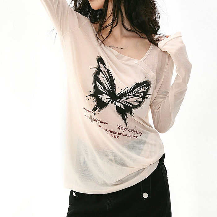 VILZSTUDIOS Elegant butterfly print top for stylish outfits