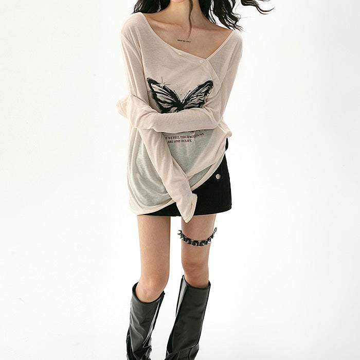 VILZSTUDIOS Elegant butterfly print top for stylish outfits