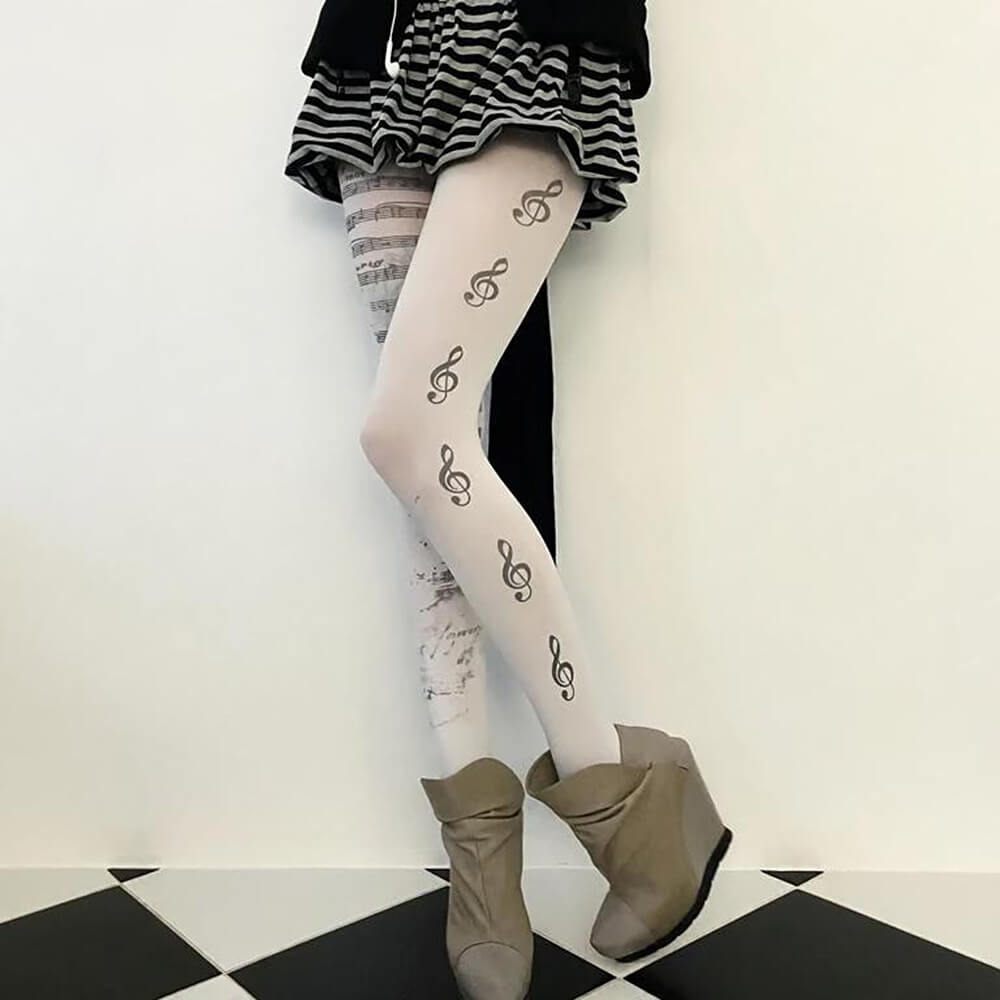 VILZSTUDIOS Stylish treble clef graphic leggings tights